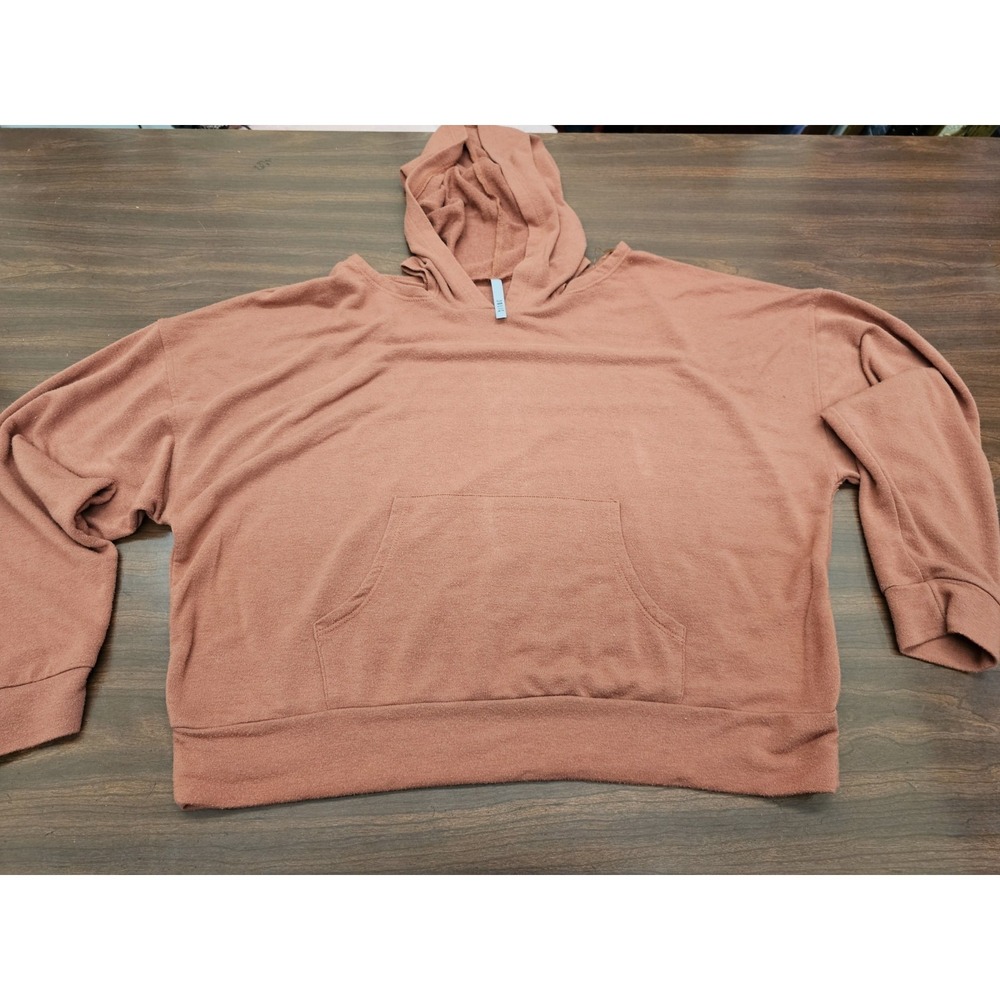 Jolie Womens M Terracotta Rust Oversized Pullover Hoodie Sweatshirt Kangaroo Top